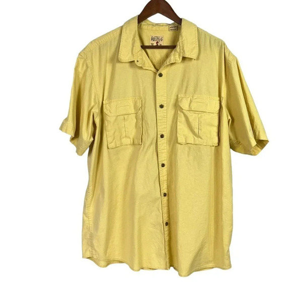 Red Head Brand Co Mens Button Up Shirt Long Sleeve Flap Pockets Yellow Size 2XL - Picture 1 of 4
